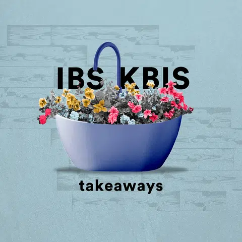 tub full of flowers with IBS KBIS takeaways message